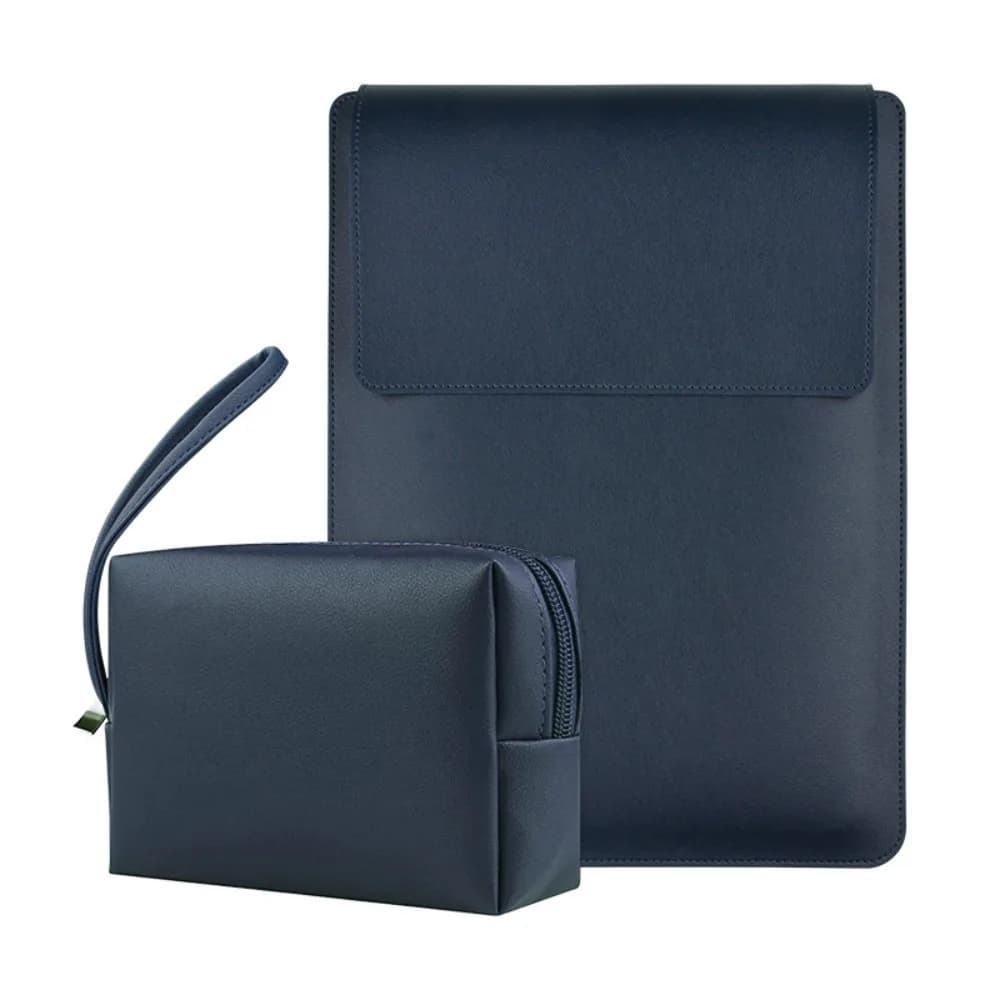 Custodia per laptop con piccola borsa, design con supporto, custodia regolabile per laptop, in pelle PU antimacchia