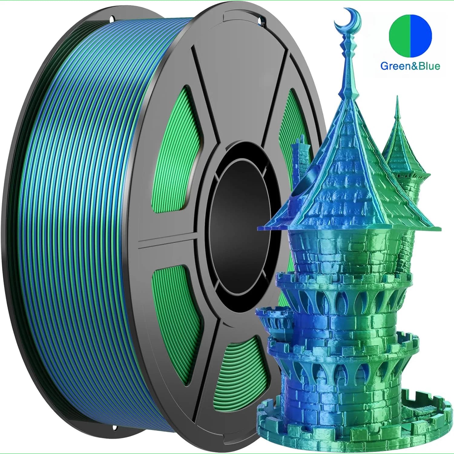 Multicolor 3D Printer Filament, Polished Silk Filament PLA Double / Three Color from 1,75 mm, 250 g (0.55 pounds) Suitable for most FDM 3D Printers
