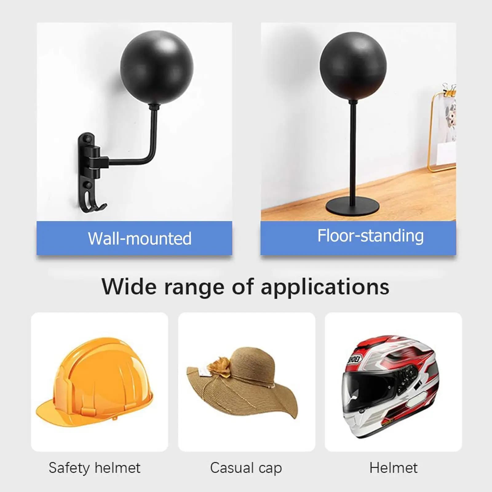 Supporto Girevole a 180 Gradi per Casco da Bicicletta, Appendiabiti in Metallo con 2 Ganci per Caschi da Moto, Bici, Cappotti e Cappelli