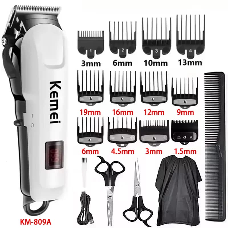 Tagliacapelli Kemei KM-809A, Trimmer Wireless Professionale per Uomo, Macchina Ricaricabile per Taglio Capelli, Attrezzatura da Barbiere Kemei