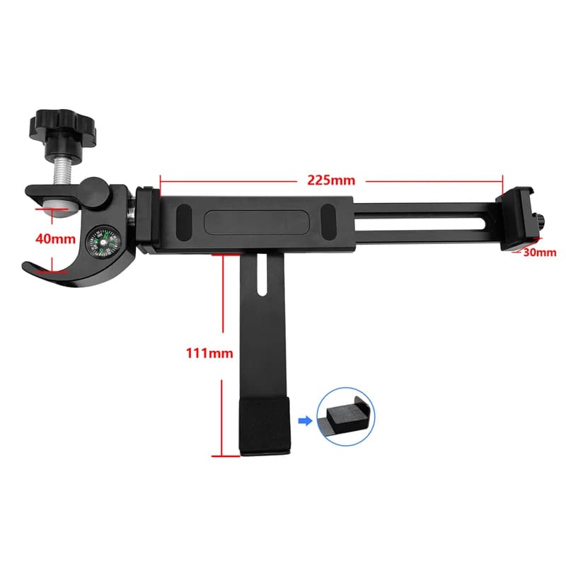 Nuova staffa piatta nera con morsetto per bussola portatile per tablet topografico esterno Supporto raccoglitore dati aperto