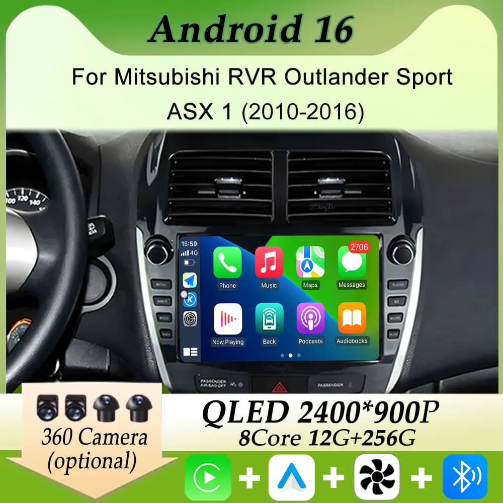 Car Radio Video Multimedia Player for Mitsubishi RVR Outlander Sport ASX 1 2010 - 2016 Carplay Android Split Screen DSP Stereo