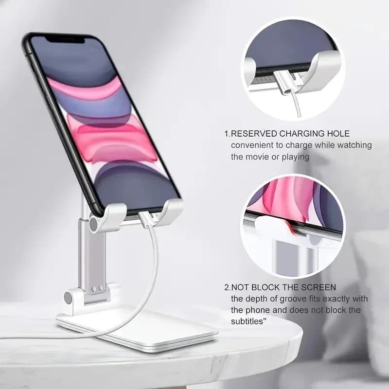 Supporto universale regolabile per telefono e tablet da tavolo per iPhone iPad Samsung Xiaomi, supporto da scrivania girevole per uso domestico in ufficio