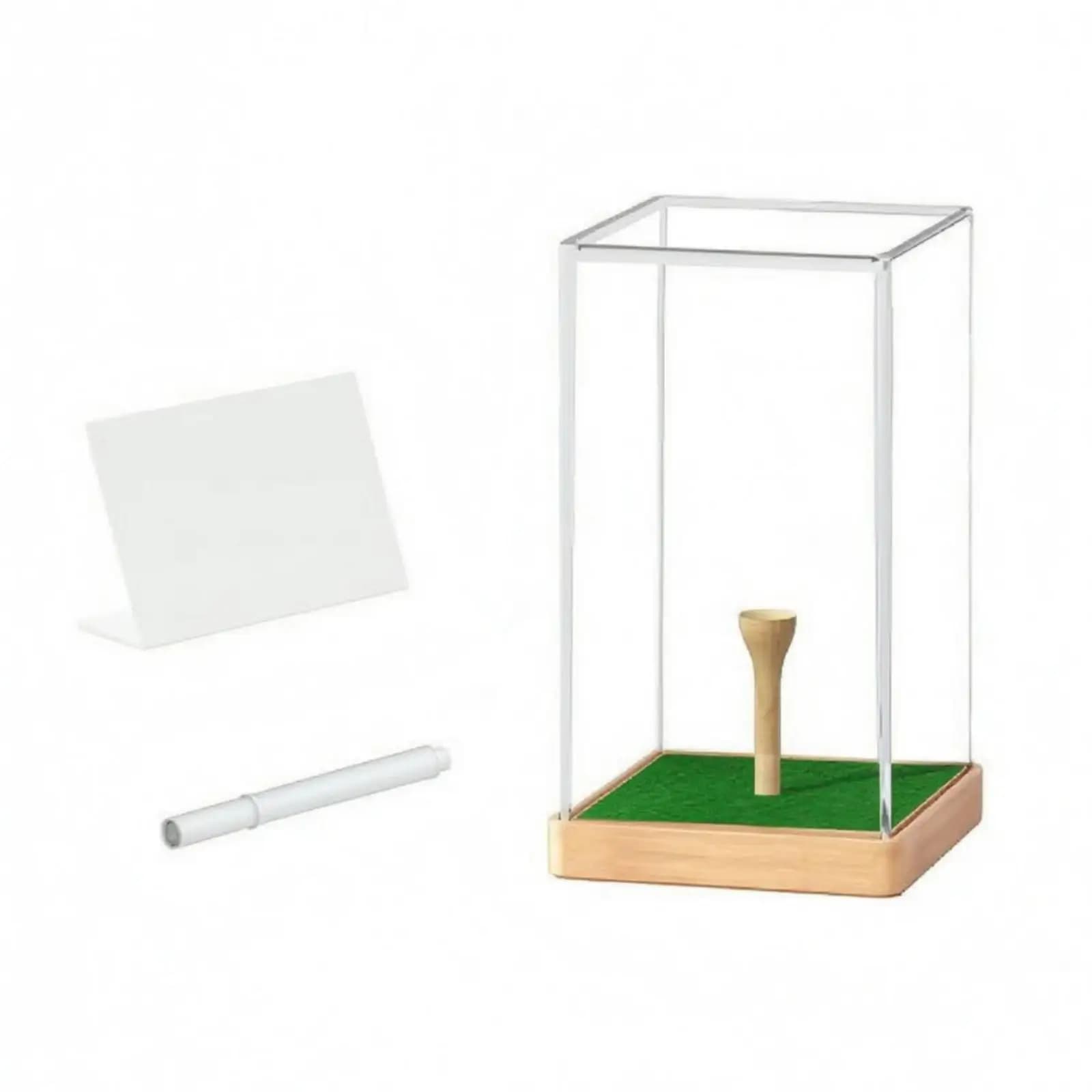 Transparent Acrylic Golf Ball Collectible Keeper Box with Writing Pen Display Tag for Sports Souvenir Home Office Showcase