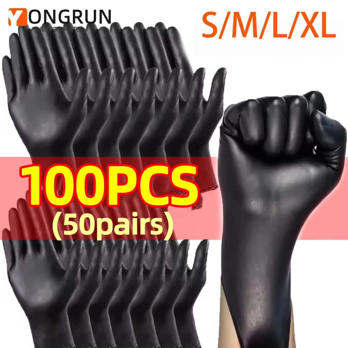 YONGRUN S/M/L/Xl Guanti per pulizia usa e getta in nitrile Impermeabile Pulizia della cucina Tatuaggio Sopracciglio Parrucchiere Guanti per la casa 4 dimensioni