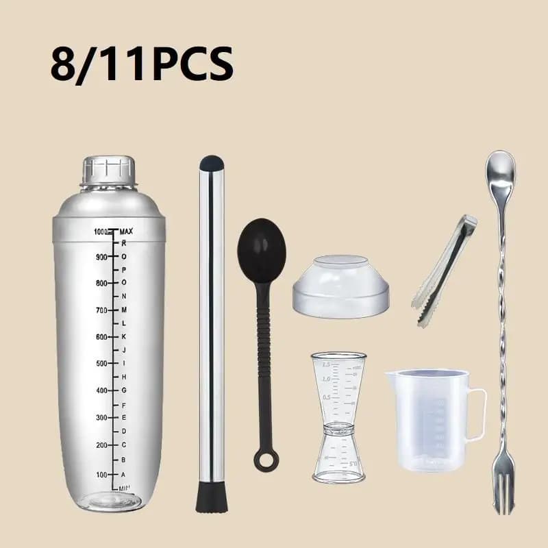 8/11pcs Cocktail Shaker Set Clear With Measuring Jigger Drink Mixing Hand Tools For Bartending Home Bar