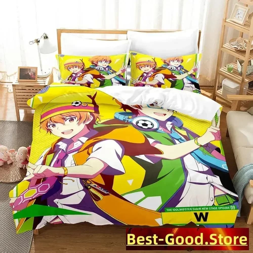 2023 THE iDOLM@STER SideM Set letto stampato con copripiumino, federa, set biancheria da letto, lenzuola, copripiumino, misure Full, Queen, King