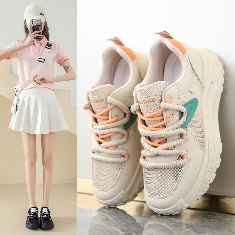 2026 New Summer White Shoes with Thick Heightening Sole, Versatile Comfort Flat Casual Skate Sneakers, Breathable Platform Shoes