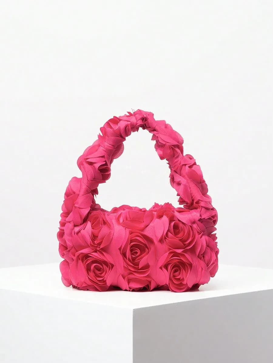 Elegante borsa da sera con motivo a rose, borsetta per feste di matrimonio, borsa da donna delicata e dolce, regalo di San Valentino per le donne