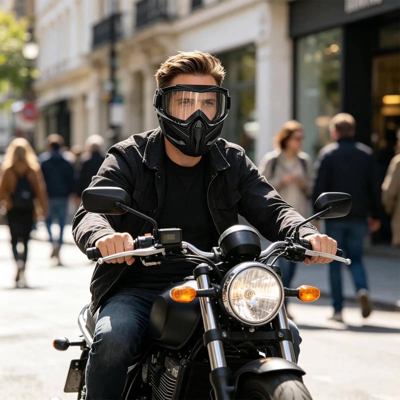 Maschera Antinebbia con Occhiali Staccabili, Protezione Antivento e Antipolvere 2 in 1, Copertura Integrale Regolabile per Uomo, Sci e Saldatura