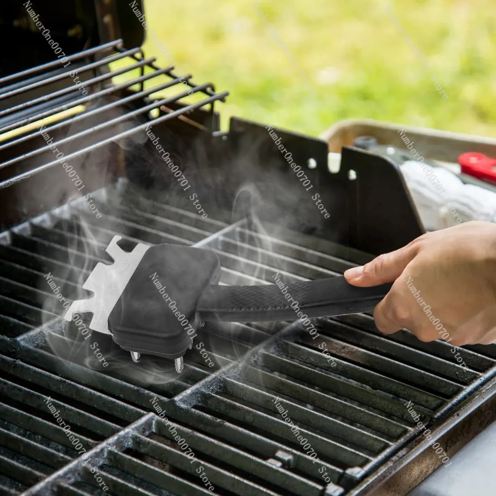 Spazzola per Pulizia Griglia in Acciaio Inox 304, Spazzola BBQ con Setole Visibili per Pulizia Griglie e Forni