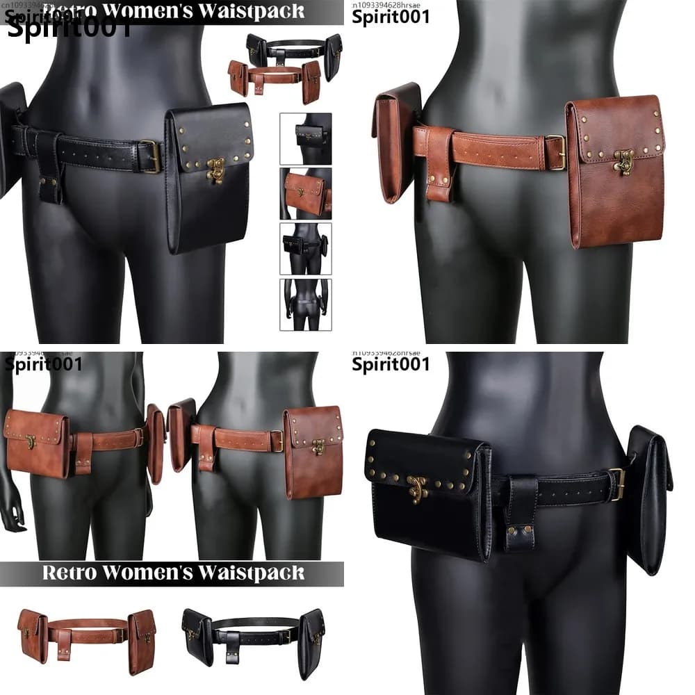 Borsa Portamonete Medievale in Pelle PU, Marsupio per Costumi da Vichingo, Cavaliere, Pirata, LARP e Cosplay