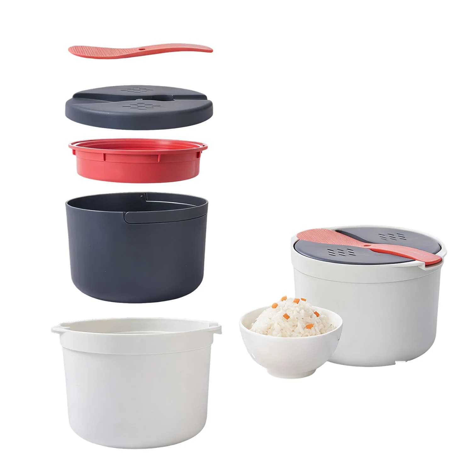 Microwave Oven Rice Cooker Food Container Multifunction Steamer Rice Cooker Portable Bento Lunch Box Steaming Utensils