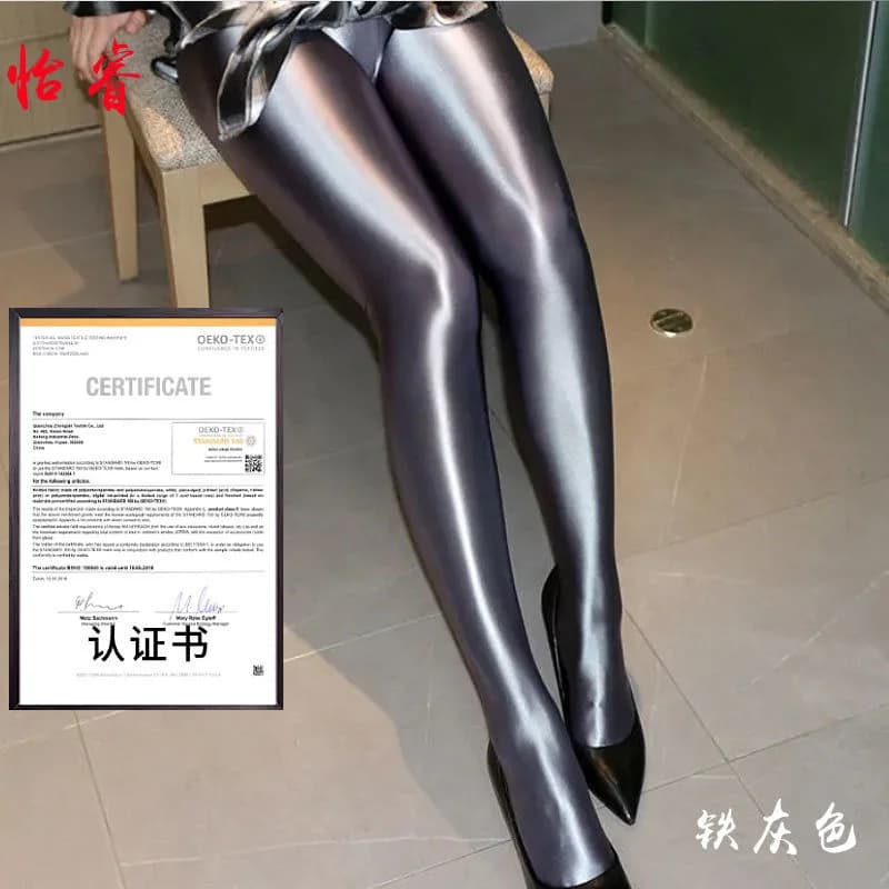 Summer spring glossy women open crotch high waist tights leggings Plus size shiny swim sports yoga pants trousers