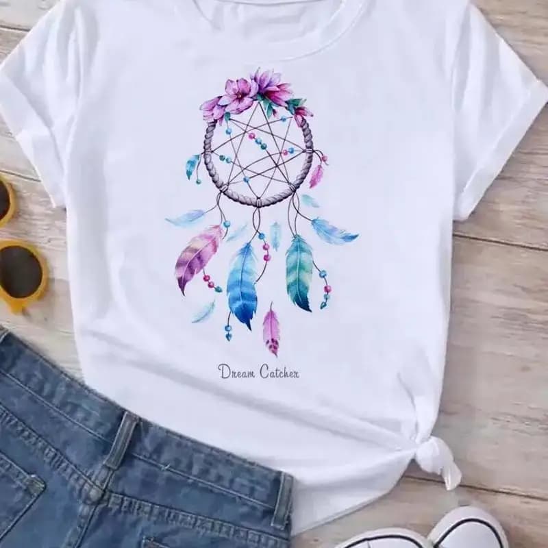 Dream Catcher T Shirt Women Print White Black Female Cloth