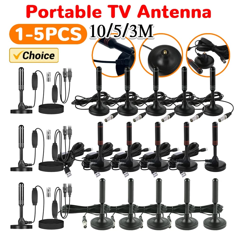 300cm Coaxial Cable Portable TV antenna, Digital DVB-T DVB-T2 DAB antenna, Digital Plug and Play receiver for Smart TV