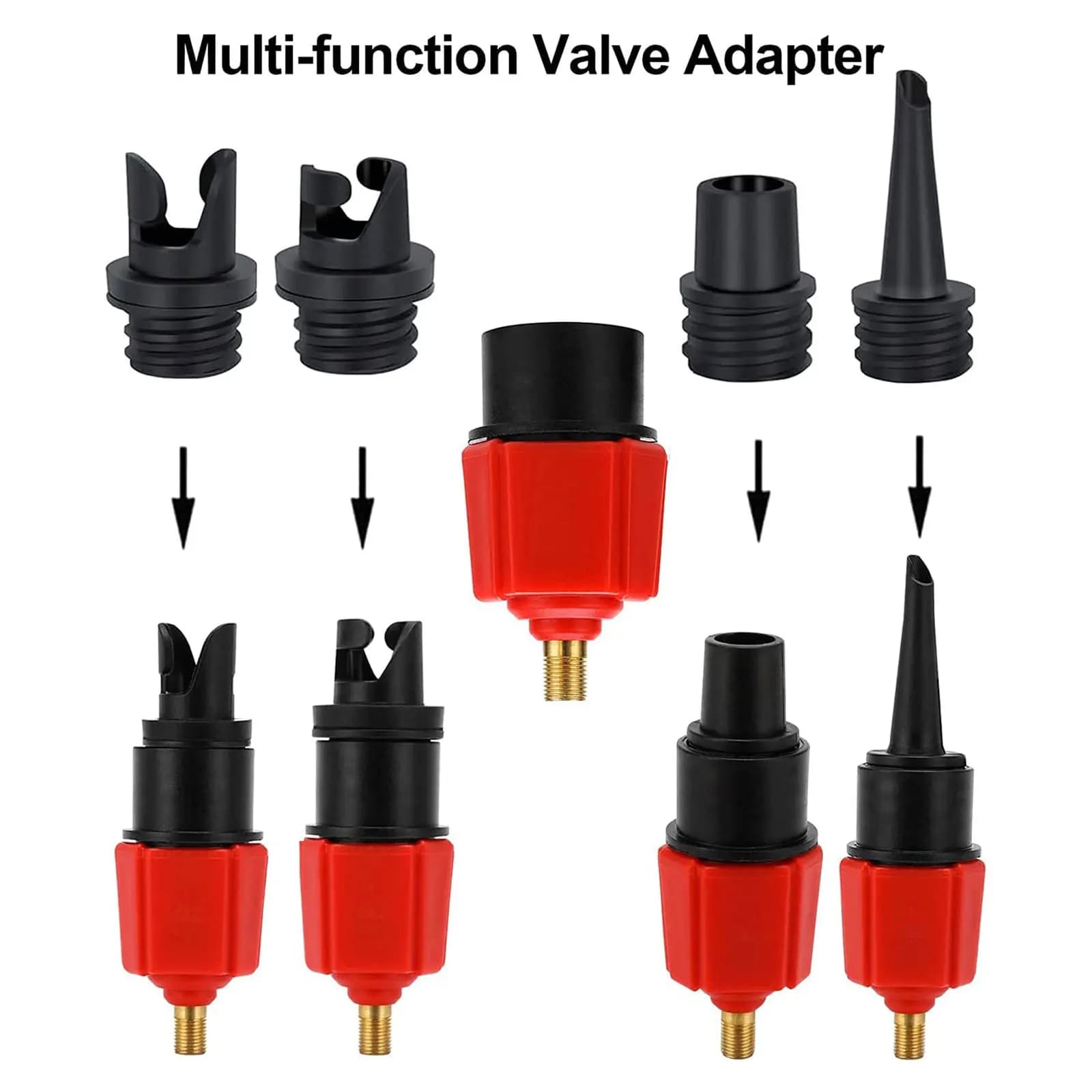 Adattatore valvola paddle board Convertitore pompa kayak canoa gommone con 4 ugelli