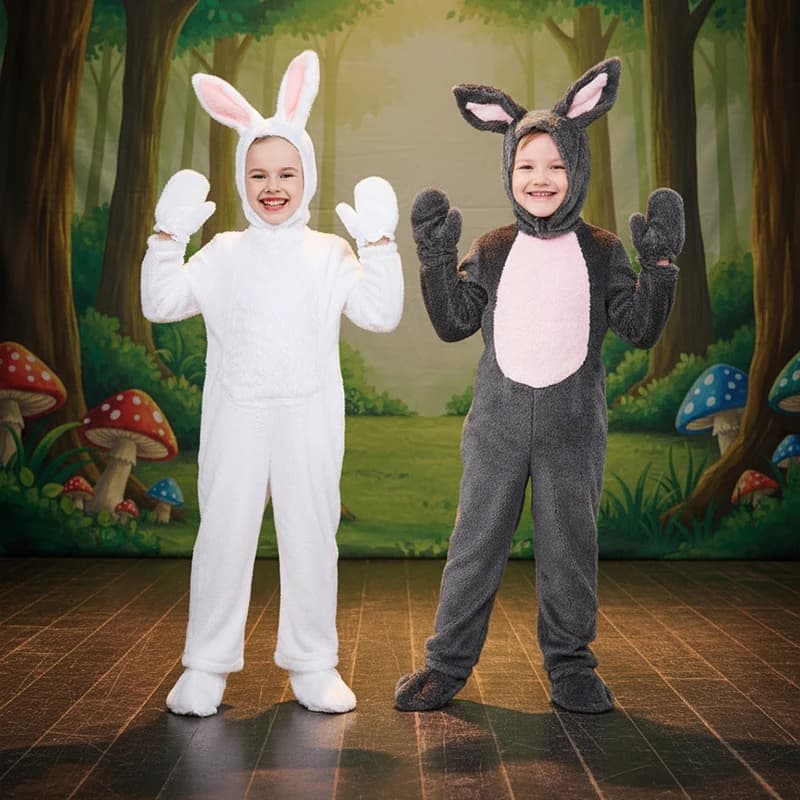 120-150 Rabbit Cosplay Costume Girls Boys Furry Cute Small White Rabbit Bunny Costume Halloween Carnival Outfit Jumpsuit Pajamas