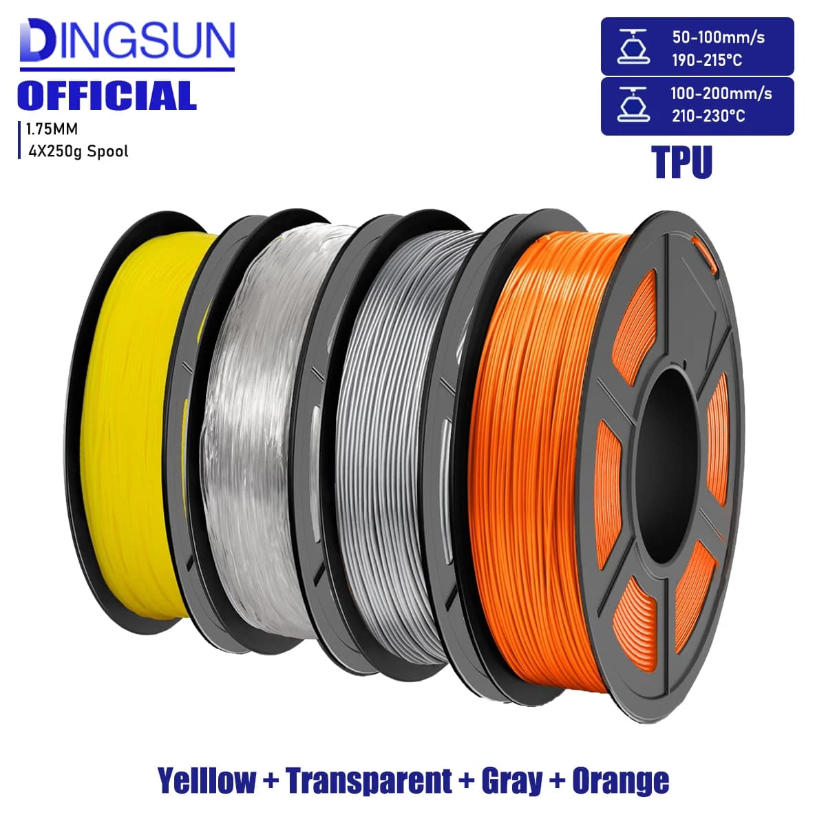 NUOVO set Filamento TPU flessibile, Filamento stampante 3D 1,75 mm, adatto per la maggior parte delle stampanti 3D FDM 250 g/500 g/1000 g