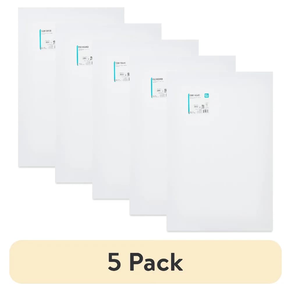 White Foam Board 5 Pack 20 x 30 Inches Smooth Surface for Art Projects School Displays Crafts and Presentations Acid-Free Lightweight Easy to Cut