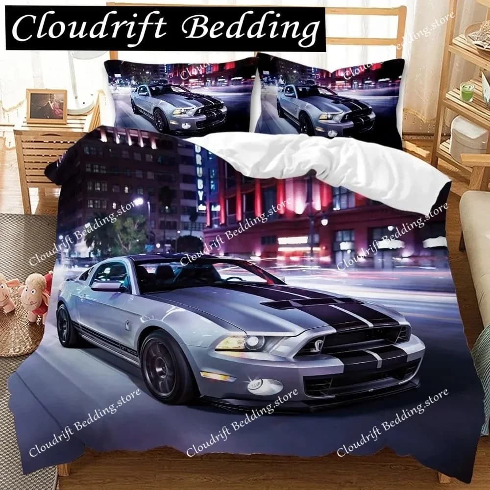 Sports Car Duvet Cover Set 3D Printed Cool Speed Racing Car Automobile Style Teen Boys Bedding Set Queen Polyester Quilt Cover