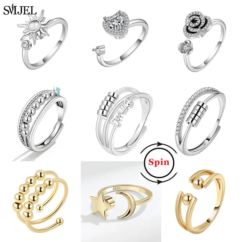 Nuovi Anelli Antistress 2025 per Donne, Girevoli con Perline, Anello Fidget a Spirale, Accessori Antistress, Migliori Regali per Ragazze