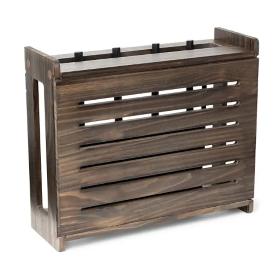 Scatola in Legno per Router WiFi - Coprimodem Decorativo Standard Montabile a Parete con Sistema di Gestione Cavi - Per Casa