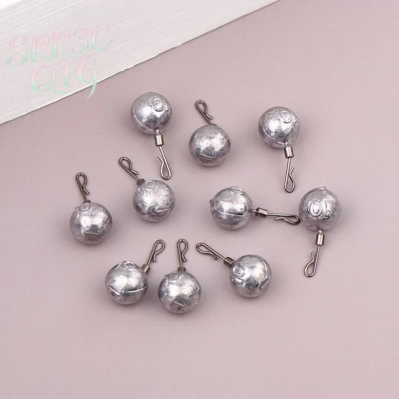 10 pz/scatola Piombi da Pesca Rotondi in Piombo Solido 2.5g-3.5g-5g-7g-10g-14g-20g Accessori Ausiliari per la Pesca all'Ingrosso
