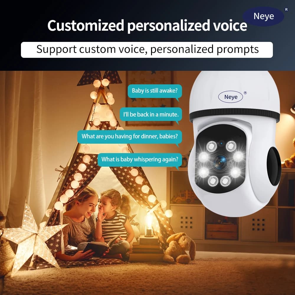 Neye S20 4K/8MP PTZ WiFi Smart Home Camera Faretto E27 Lampadina Telecamera per interni Baby Monitor Monitoraggio automatico a 360 gradi Sicurezza