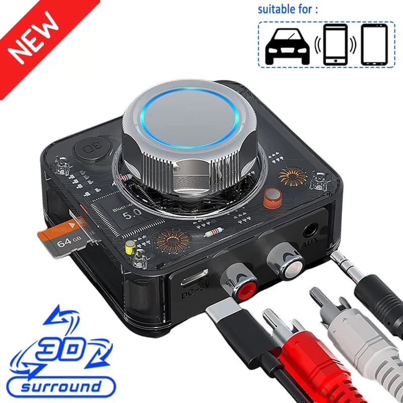 Bluetooth 5.0 Wireless 3D stereo music adapter TF RCA 3.5mm 3.5 Jack AUX for speaker headphones for car