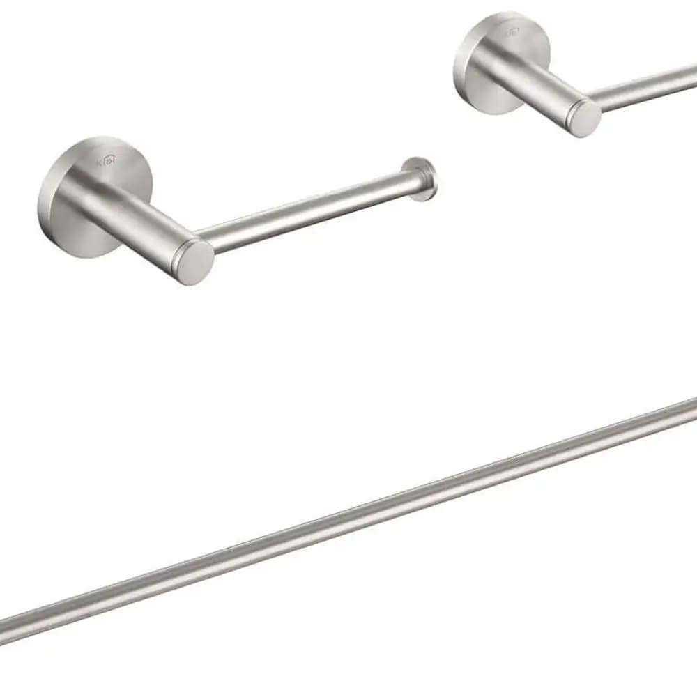 Set di accessori da bagno in nichel spazzolato da 4 pezzi: portasciugamani, anello, porta fazzoletti, gancio per accappatoio | Ottone massiccio, resistente alla ruggine