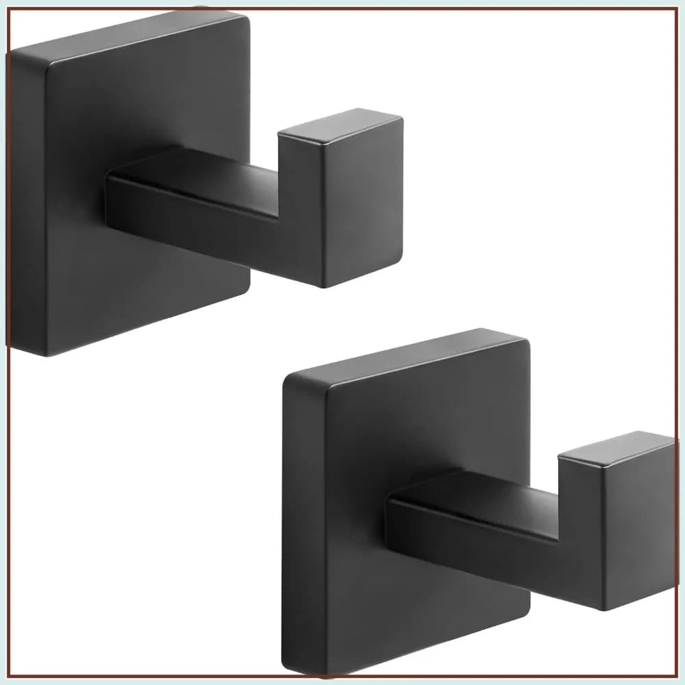 Ganci per Asciugamani in Acciaio Inox Resistenti, Ganci Quadrati da Parete per Bagno, Cucina, Camera da Letto, Hotel, Confezione da 2
