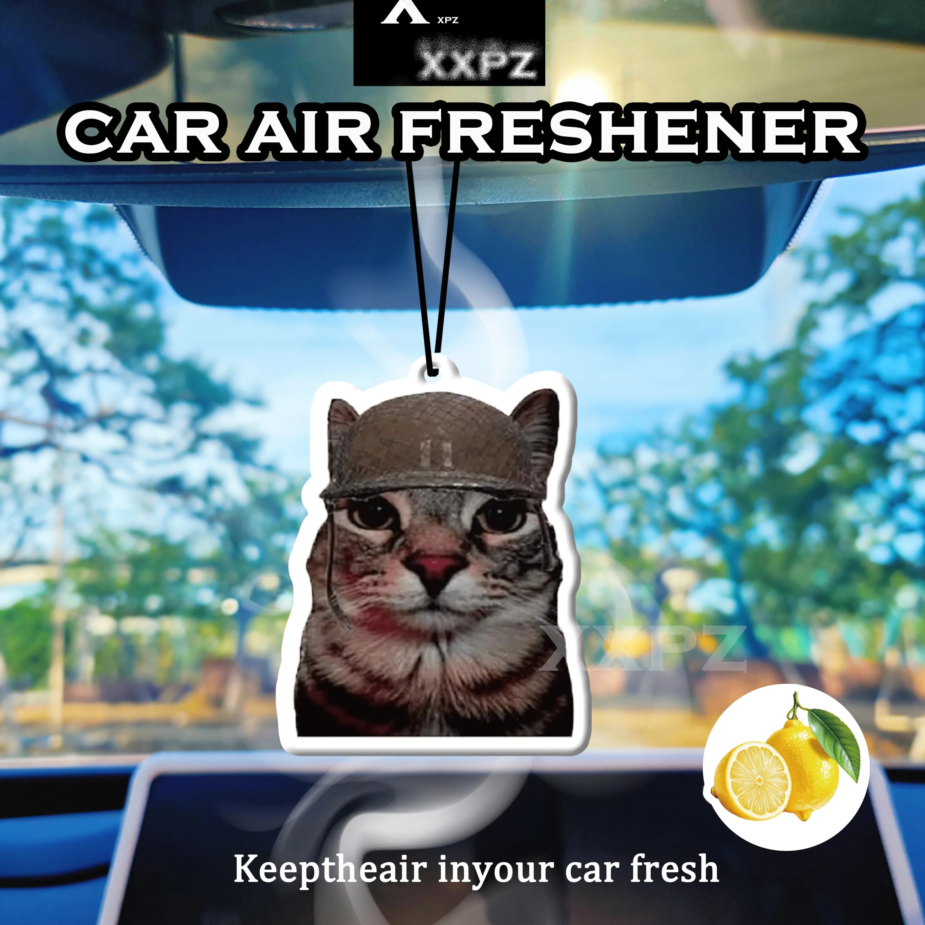 1/3 pcs. Deodorant for cat-shaped car with helmet, to hang, cute cat design with helmet, sweet aroma, gift for friends, orange