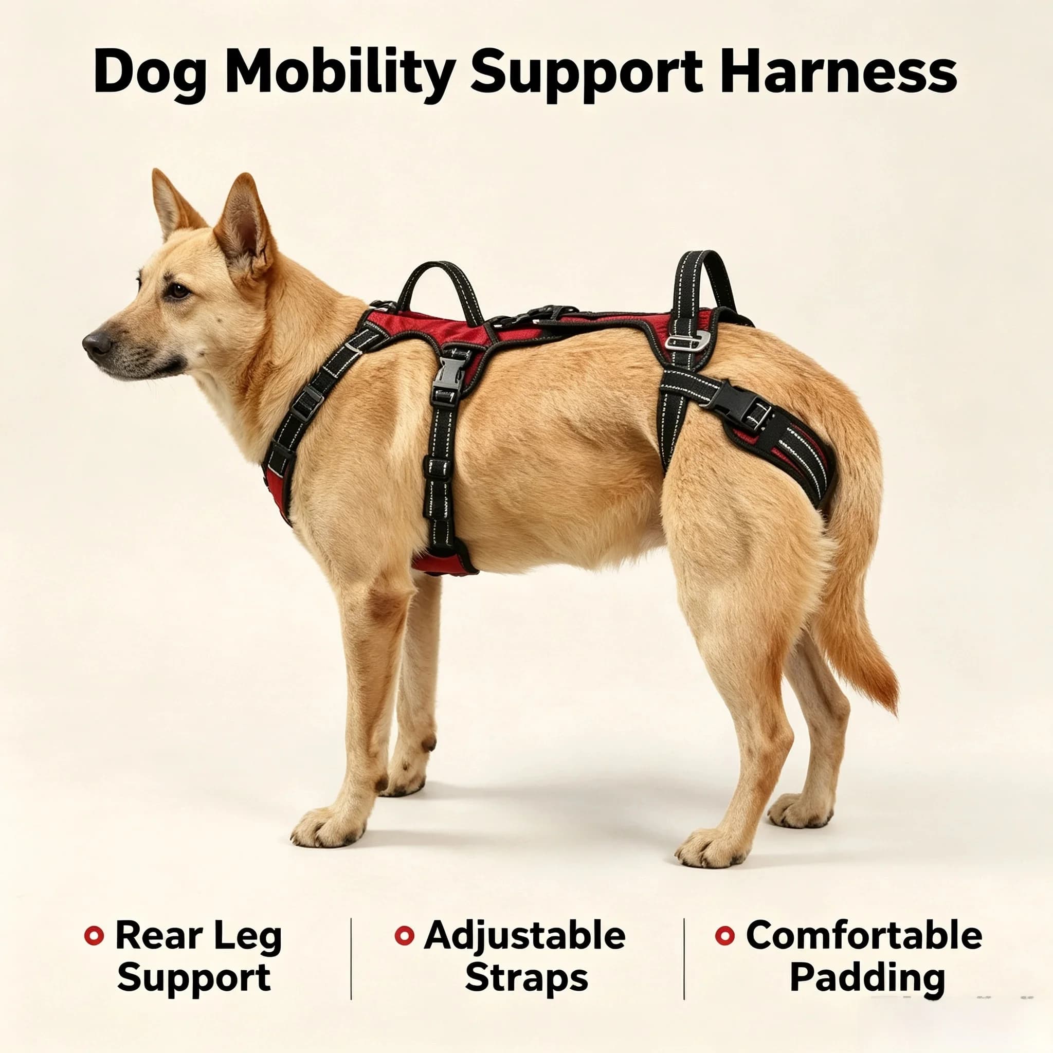 Dog Mobility Lift Harness, Adjustable Rear Leg Support Sling for Old Injured Disabled Dogs