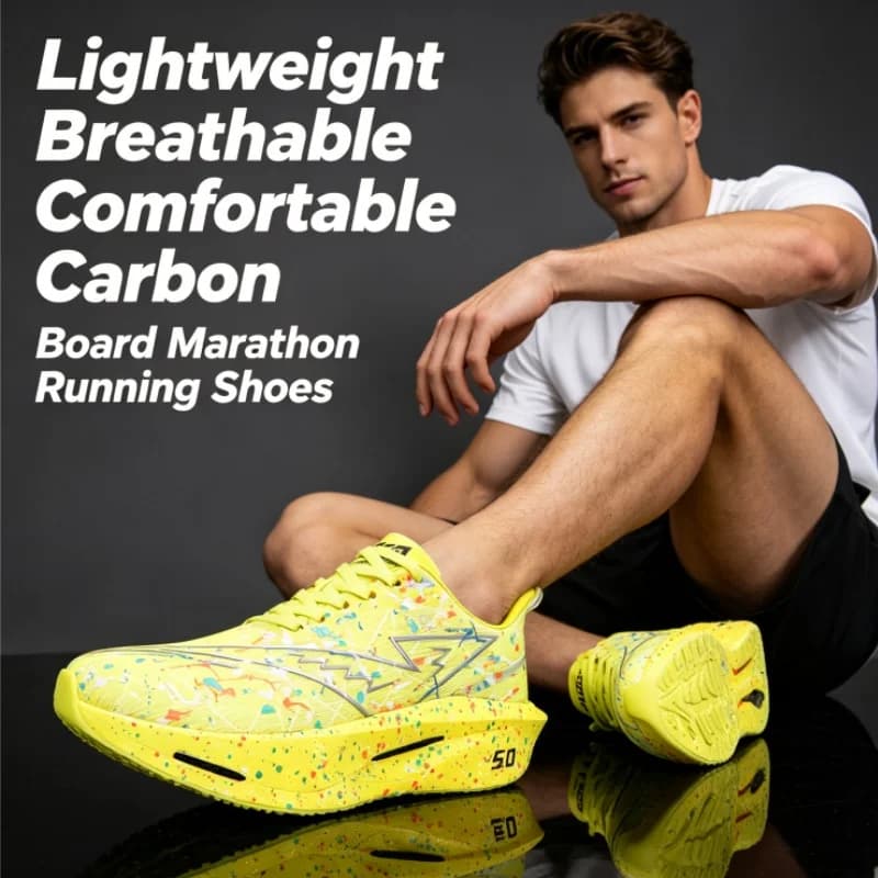 Scarpe da Corsa Uomo Donna Marathon Sportive Stabili con Piastra in Carbonio Traspiranti Leggere Comode Sneaker Atletiche Specializzate