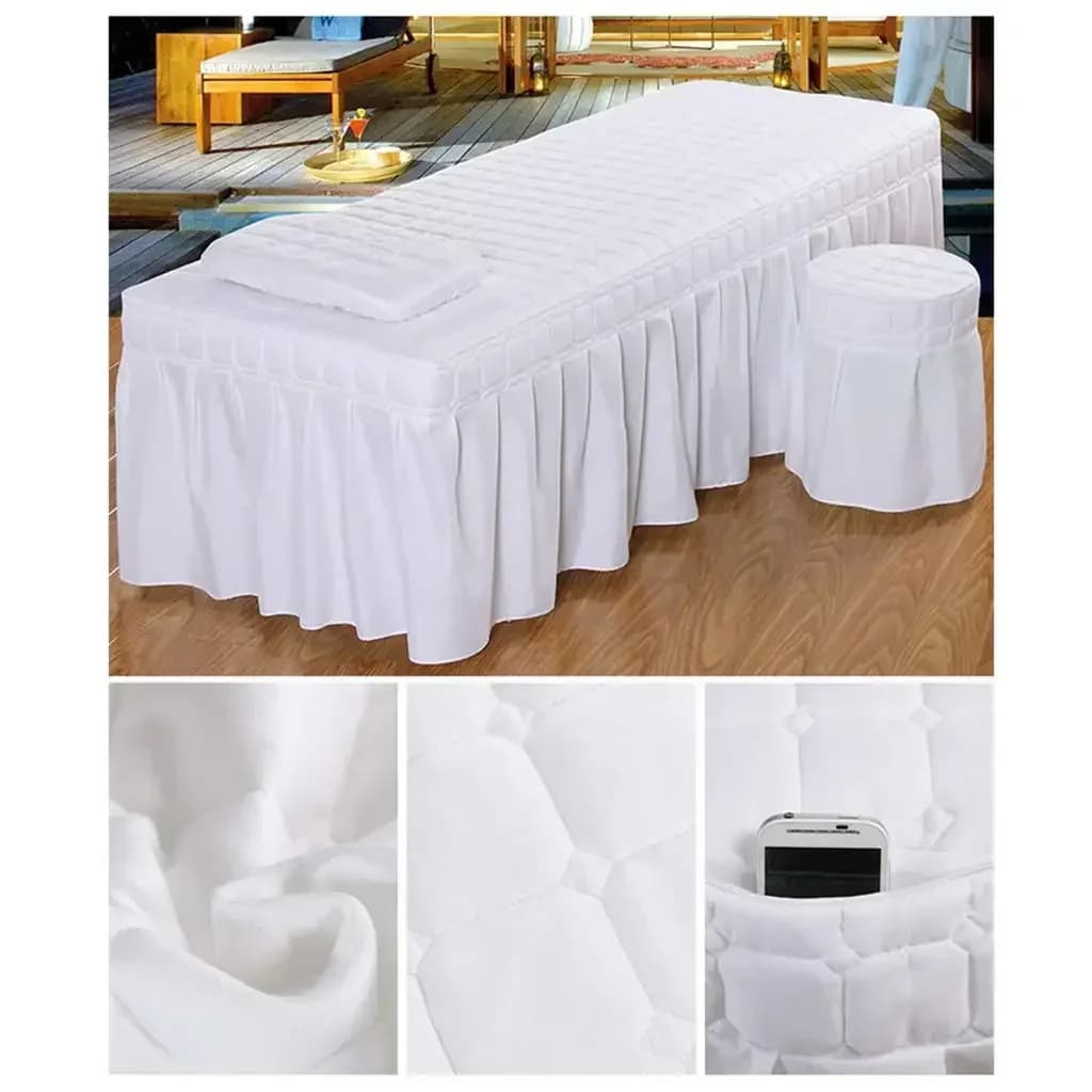 Copriletto per lettino da massaggio SPA, 1 pezzo, in tessuto plaid delicato sulla pelle, con foro, copertura completa per lettino da massaggio e SPA