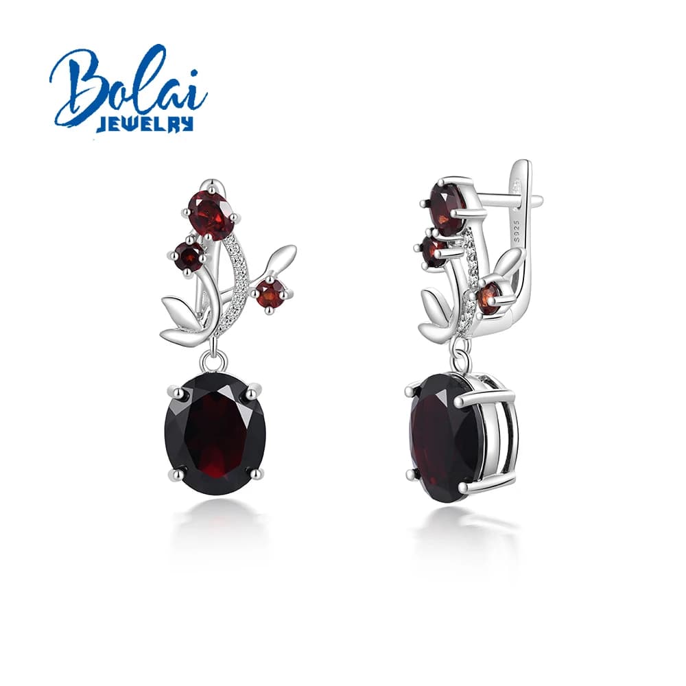 Stunning Designer Chic 925 Sterling Silver Dangle Earrings Real Garnet Luxury Jewelry Gift for Loveones on Special Occasions