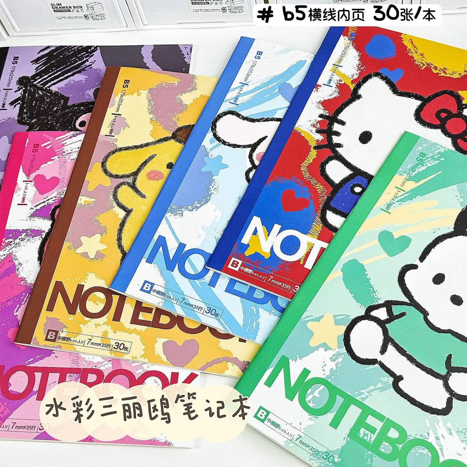 Quaderno Sanrio Pochacco a colori, regalo di compleanno per bambini, libro di apprendimento a tema cartoni animati e anime, libretto da disegno, quaderno orizzontale B5