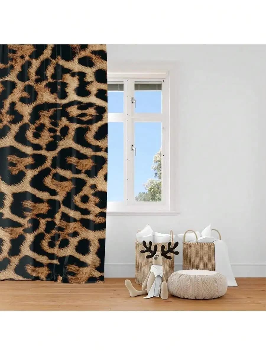 Leopard Print Blackout Curtains Rod Pocket For Bedroom Living Room Darkening Art Drapes 2 Panels
