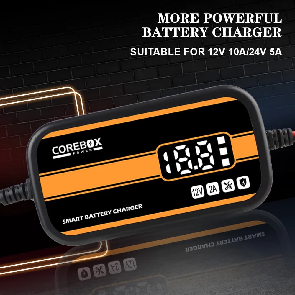 Caricabatteria intelligente per auto moto Caricabatterie gel AGM al piombo 12V 2A per auto/camper/ATV/barca con display LCD automatico