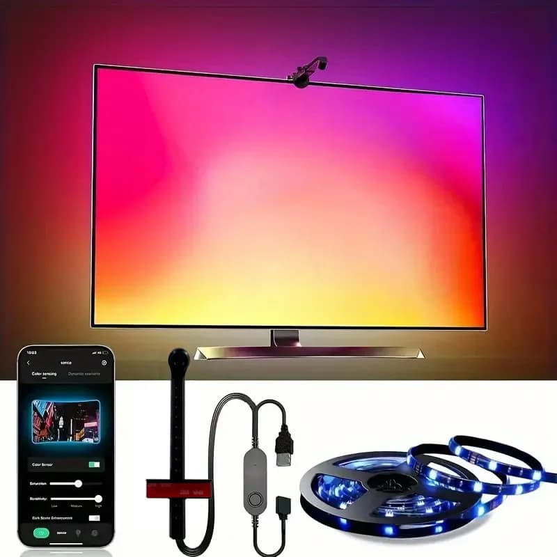 Retroilluminazione TV ad immersione con fotocamera Smart Ambient TV Strip Light Sincronizzazione RGB Lampada a striscia LED ambientale Lampada da gioco Room Deco