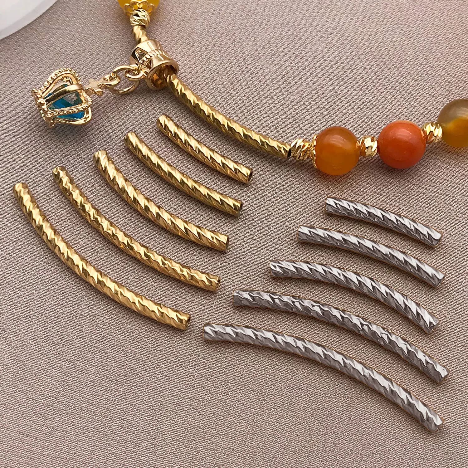 5 pezzi 20-40mm in acciaio inossidabile tubo curvo braccialetto intervallo colonna creazione di gioielli accessori collana braccialetto fai da te