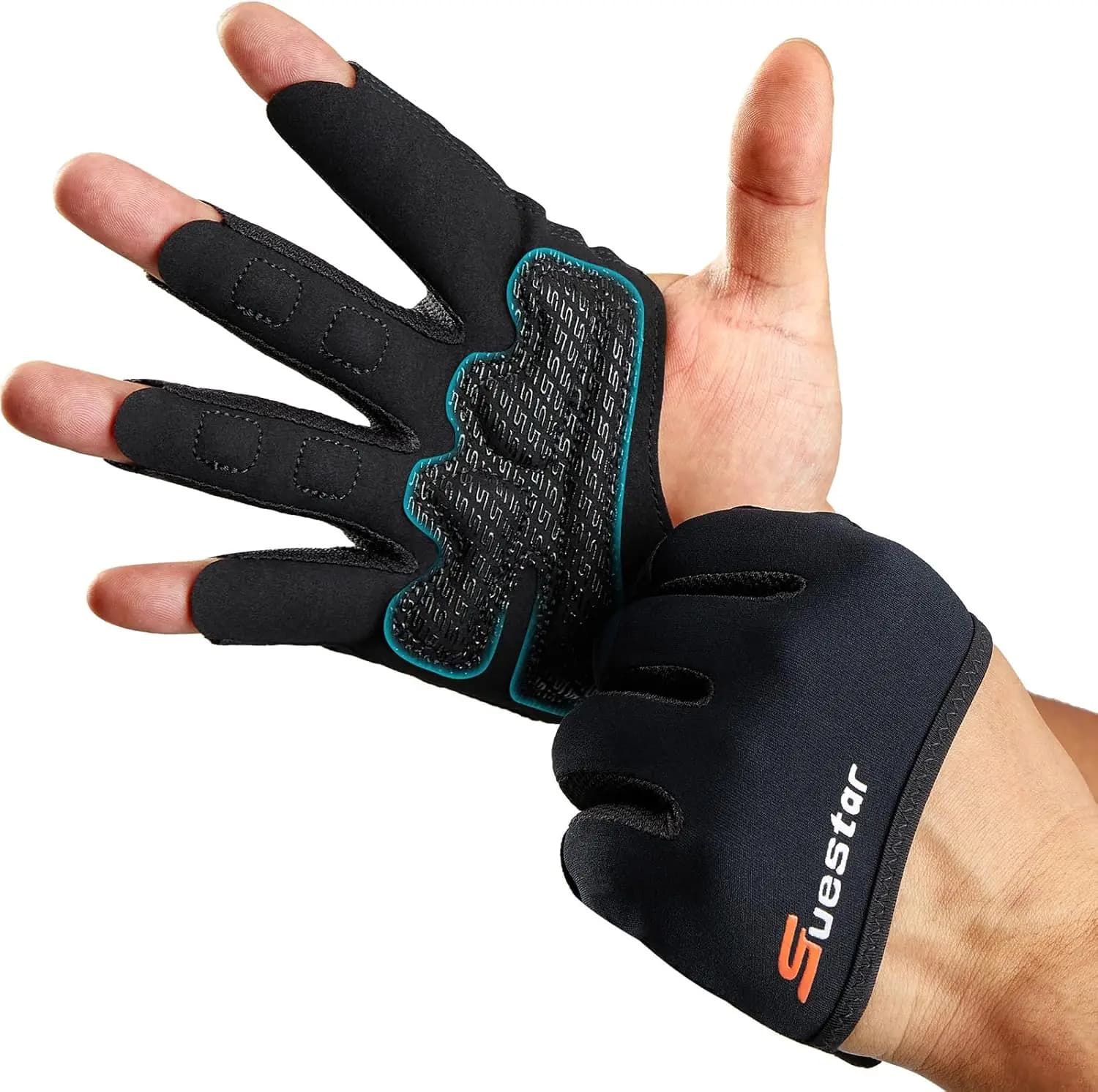 Guanti da Sollevamento Pesi 3/4 Dita per Uomo e Donna, Protezione Completa del Palmo con Presa in Silicone, Compatibili con Smartwatch