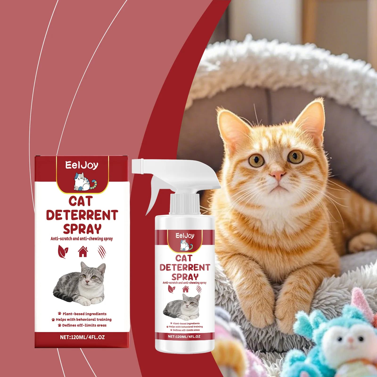 Eeljoy Spray Dissuasore per Gatti, Dispositivo Anti-Graffio per Mobili, Cura del Divano Interno, Profumo di Mela, Anti-Masticazione, Spray Dissuasore per Gatti da Esterno