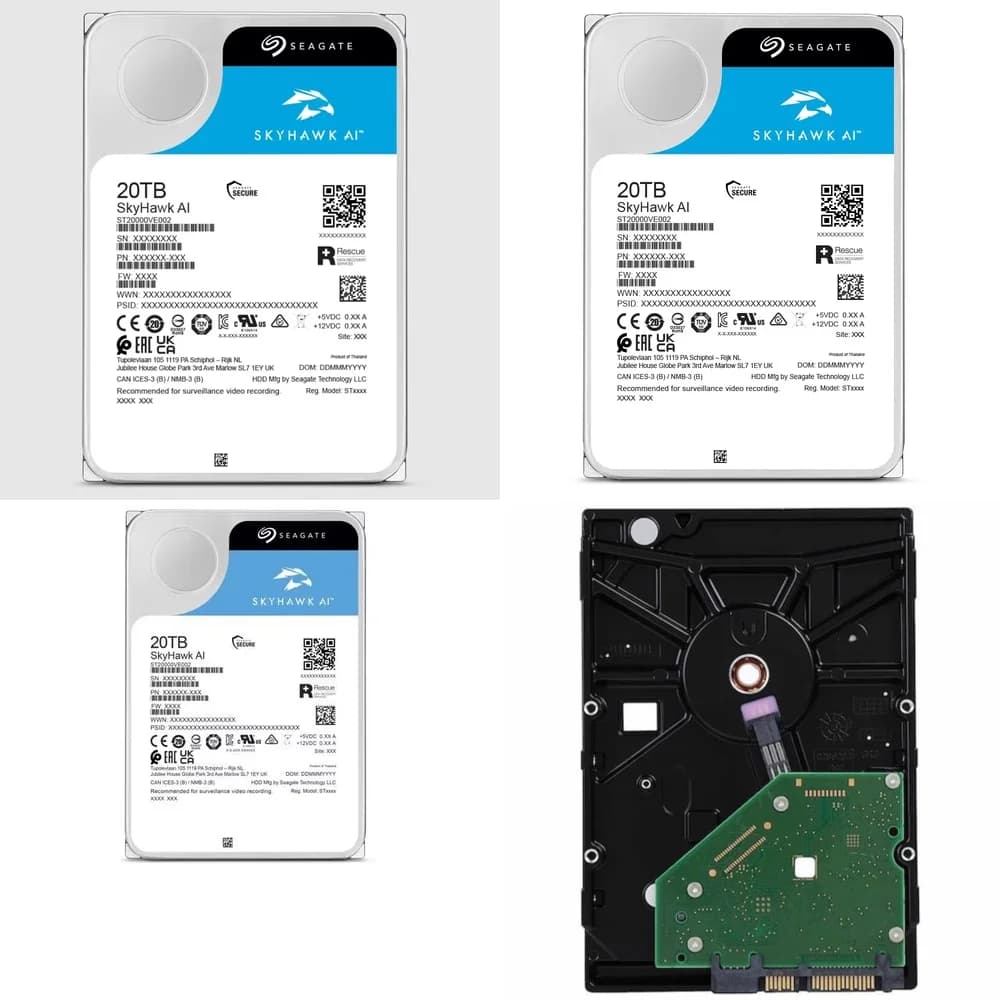 Disco Rigido Interno AI da 20TB, 3.5 Pollici, per PC Desktop, Laptop, Server, NAS, SATA III 6Gb/s, Cache 256MB, 7200RPM, Confezione Multipla