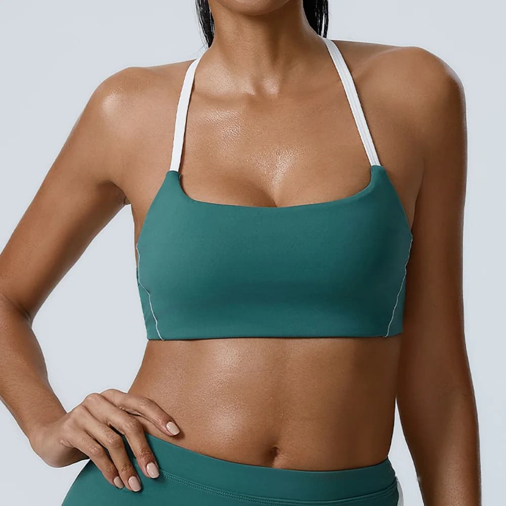 Sexy Sports Bra with Neckline for Women, Anti-shock, Breathable, Push-up, with Padding, for Yoga, Fitness, Running and Gym