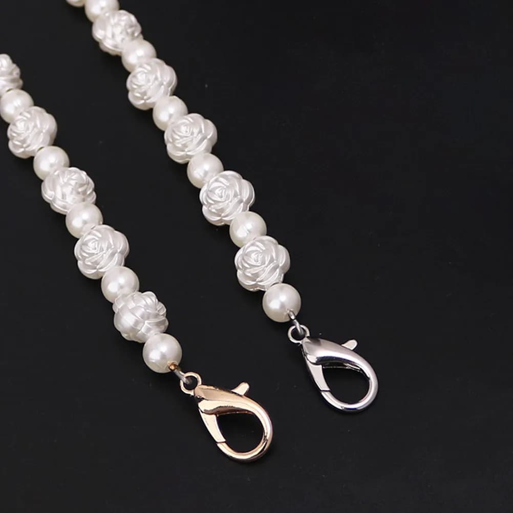 2Pcs Sturdy Pearl and Strap for Purse Handbag Clutch Wallet Crossbody Bag Replacement Strap Comfortable Lightweight
