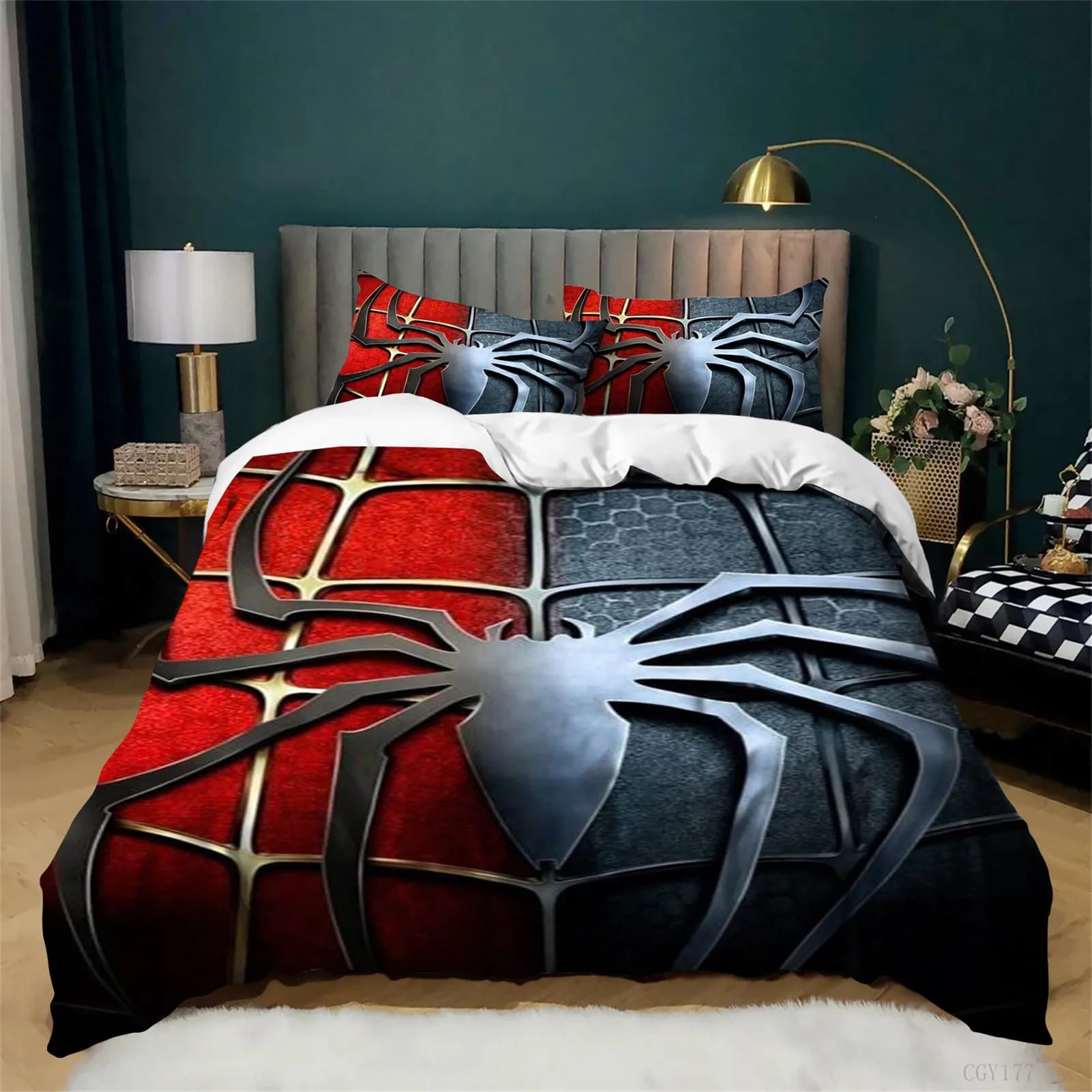 Set Copripiumino 3 Pezzi 3D Spider Cool Man, Copripiumino Leggero e Morbido per Tutte le Stagioni, Misura Singola