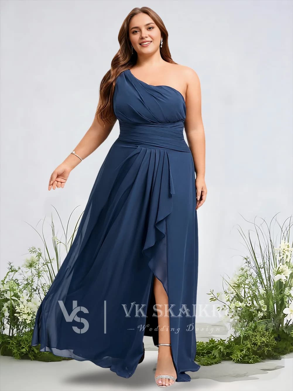 A Elegant A-Line One Shoulder Chiffon Bridesmaid Dresses Floor-Length Ruffle Luxury Wedding Party Guest Cocktail Dress 2025​