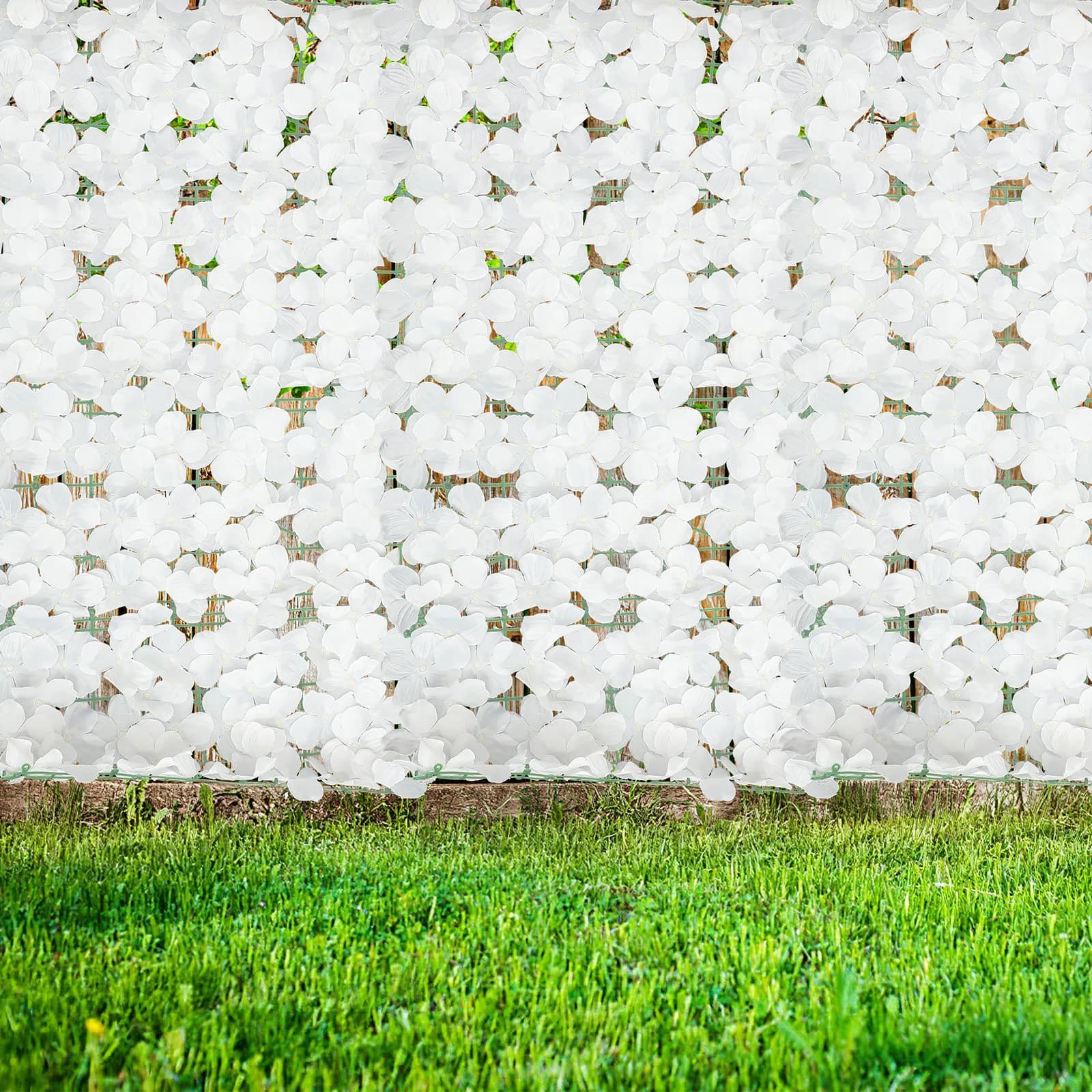 1 rotolo di schermo decorativo per recinzione con fiori artificiali, resistente ai raggi UV, resistente allo sbiadimento, resistente alle intemperie, per giardino, balcone, decorazione per piante, estensibile